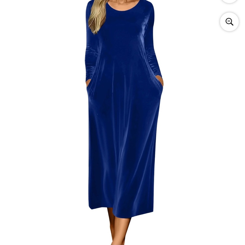 Elegant Blue Long Sleeve Dress